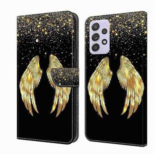 For Samsung Galaxy A52 / A52s 5G Crystal 3D Shockproof Protective Leather Phone Case(Golden Wings)