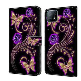 For Samsung Galaxy A53 Crystal 3D Shockproof Protective Leather Phone Case(Purple Flower Butterfly)