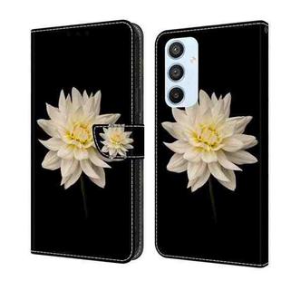 For Samsung Galaxy A54 5G Crystal 3D Shockproof Protective Leather Phone Case(White Flower)