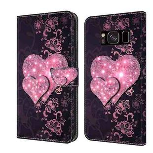For Samsung Galaxy S8 Crystal 3D Shockproof Protective Leather Phone Case(Lace Love)