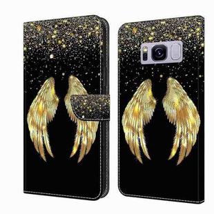 For Samsung Galaxy S8+ Crystal 3D Shockproof Protective Leather Phone Case(Golden Wings)