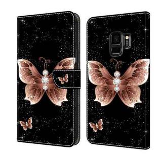 For Samsung Galaxy S9 Crystal 3D Shockproof Protective Leather Phone Case(Pink Diamond Butterfly)