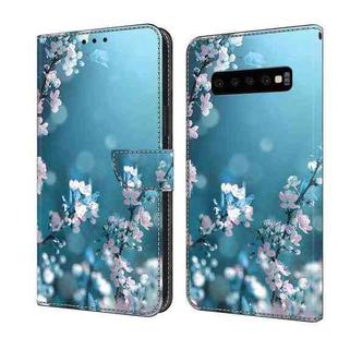 For Samsung Galaxy S10 Crystal 3D Shockproof Protective Leather Phone Case(Plum Flower)