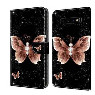 For Samsung Galaxy S10+ Crystal 3D Shockproof Protective Leather Phone Case(Pink Diamond Butterfly)
