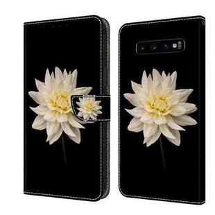 For Samsung Galaxy S10+ Crystal 3D Shockproof Protective Leather Phone Case(White Flower)