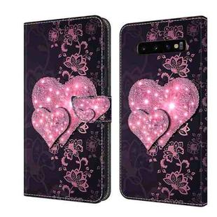 For Samsung Galaxy S10+ Crystal 3D Shockproof Protective Leather Phone Case(Lace Love)