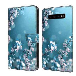 For Samsung Galaxy S10+ Crystal 3D Shockproof Protective Leather Phone Case(Plum Flower)