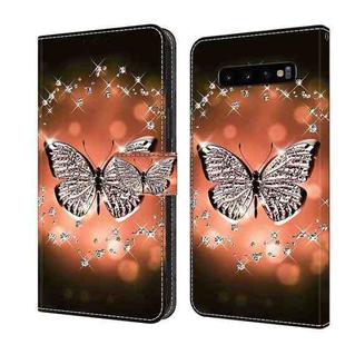 For Samsung Galaxy S10+ Crystal 3D Shockproof Protective Leather Phone Case(Crystal Butterfly)