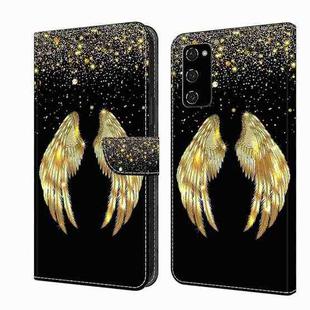 For Samsung Galaxy S20 FE Crystal 3D Shockproof Protective Leather Phone Case(Golden Wings)