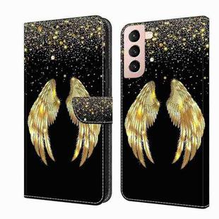 For Samsung Galaxy S21 Crystal 3D Shockproof Protective Leather Phone Case(Golden Wings)