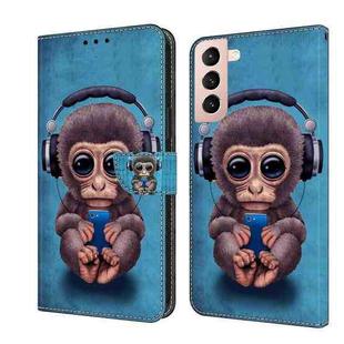 For Samsung Galaxy S21 Crystal 3D Shockproof Protective Leather Phone Case(Orangutan)
