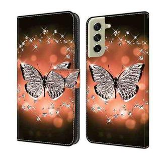 For Samsung Galaxy S21 FE 5G Crystal 3D Shockproof Protective Leather Phone Case(Crystal Butterfly)