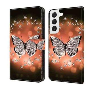 For Samsung Galaxy S22 Crystal 3D Shockproof Protective Leather Phone Case(Crystal Butterfly)