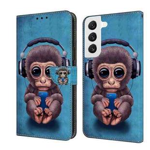 For Samsung Galaxy S22 Crystal 3D Shockproof Protective Leather Phone Case(Orangutan)