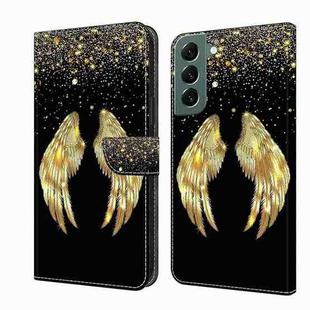 For Samsung Galaxy S22+ Crystal 3D Shockproof Protective Leather Phone Case(Golden Wings)