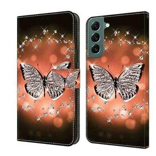 For Samsung Galaxy S22+ Crystal 3D Shockproof Protective Leather Phone Case(Crystal Butterfly)