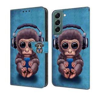 For Samsung Galaxy S22+ Crystal 3D Shockproof Protective Leather Phone Case(Orangutan)