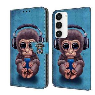 For Samsung Galaxy S23 Crystal 3D Shockproof Protective Leather Phone Case(Orangutan)