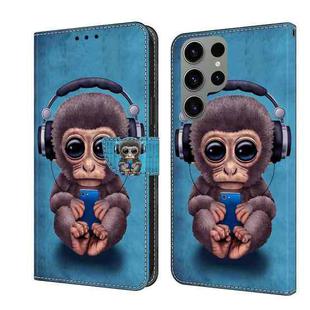 For Samsung Galaxy S23 Ultra Crystal 3D Shockproof Protective Leather Phone Case(Orangutan)