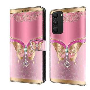 For Samsung Galaxy S23+ Crystal 3D Shockproof Protective Leather Phone Case(Pink Bottom Butterfly)
