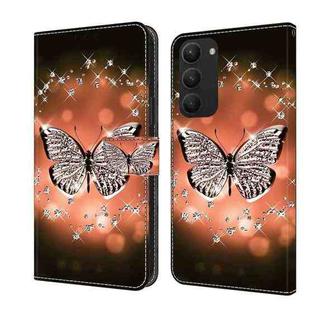 For Samsung Galaxy S23+ Crystal 3D Shockproof Protective Leather Phone Case(Crystal Butterfly)