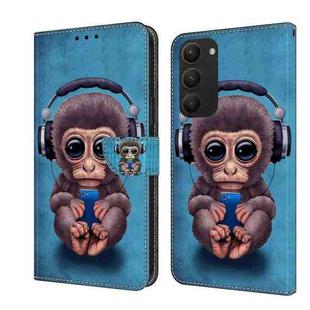 For Samsung Galaxy S23+ Crystal 3D Shockproof Protective Leather Phone Case(Orangutan)