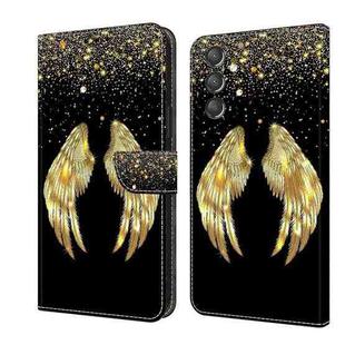 For Samsung Galaxy A24 Crystal 3D Shockproof Protective Leather Phone Case(Golden Wings)
