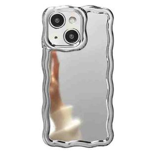 For iPhone 14 Plus Electroplated Mirror Waves Silicone Phone Case(Silver)