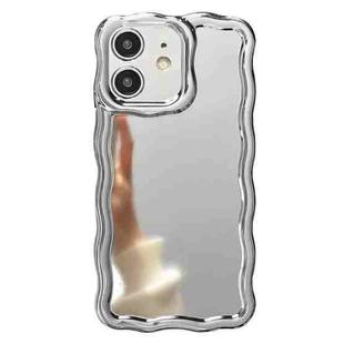 For iPhone 12 Electroplated Mirror Waves Silicone Phone Case(Silver)