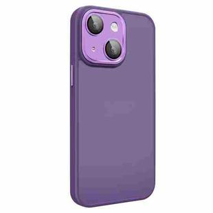 For iPhone 14 Plus All-inclusive TPU Edge Acrylic Back Phone Case with Lens Film(Deep Purple)
