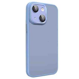 For iPhone 14 Plus All-inclusive TPU Edge Acrylic Back Phone Case with Lens Film(Sierra Blue)
