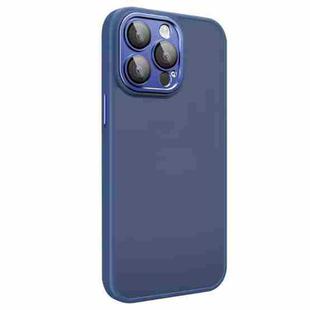 For iPhone 14 Pro All-inclusive TPU Edge Acrylic Back Phone Case with Lens Film(Navy Blue)