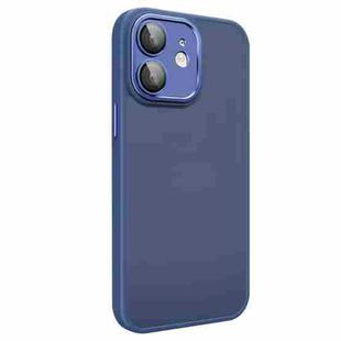 For iPhone 12 All-inclusive TPU Edge Acrylic Back Phone Case with Lens Film(Navy Blue)