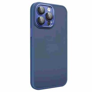 For iPhone 15 Pro All-inclusive TPU Edge Acrylic Back Phone Case with Lens Film(Navy Blue)