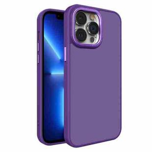 For iPhone 13 Pro All-inclusive TPU Edge Acrylic Back Phone Case(Deep Purple)