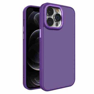 For iPhone 12 Pro All-inclusive TPU Edge Acrylic Back Phone Case(Deep Purple)