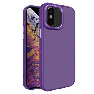 For iPhone X / XS All-inclusive TPU Edge Acrylic Back Phone Case(Deep Purple)