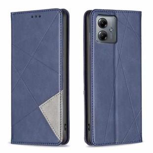 For Motorola Moto G14 4G Rhombus Texture Magnetic Leather Phone Case(Blue)