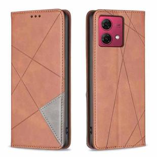 For Motorola Moto G84 5G Rhombus Texture Magnetic Leather Phone Case(Brown)