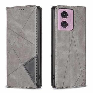 For Motorola Moto G34 5G Rhombus Texture Magnetic Leather Phone Case(Grey)