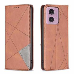 For Motorola Moto G34 5G Rhombus Texture Magnetic Leather Phone Case(Brown)