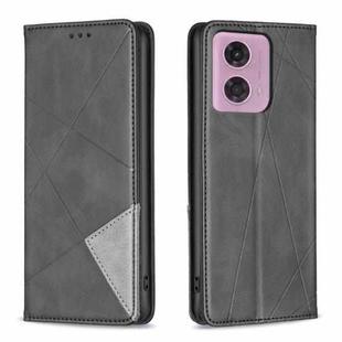 For Motorola Moto G34 5G Rhombus Texture Magnetic Leather Phone Case(Black)