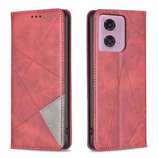 For Motorola Moto G24 / E14 / G04 Rhombus Texture Magnetic Leather Phone Case(Red)