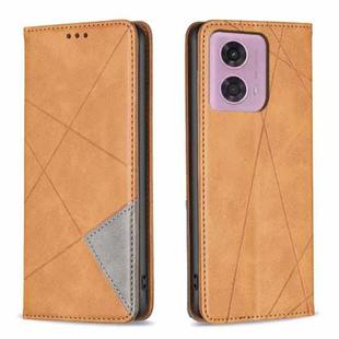 For Motorola Moto G24 Rhombus Texture Magnetic Leather Phone Case(Yellow)