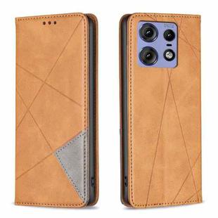 For Motorola Edge 50 Pro 5G Rhombus Texture Magnetic Leather Phone Case(Yellow)