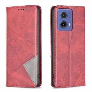 For Motorola Moto G85 Rhombus Texture Magnetic Leather Phone Case(Red)