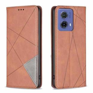 For Motorola Moto G85 Rhombus Texture Magnetic Leather Phone Case(Brown)