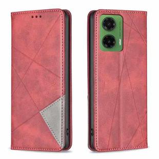 For Motorola Moto G35 Rhombus Texture Magnetic Leather Phone Case(Red)