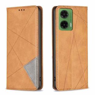 For Motorola Moto G35 Rhombus Texture Magnetic Leather Phone Case(Yellow)