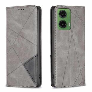 For Motorola Moto G35 Rhombus Texture Magnetic Leather Phone Case(Grey)